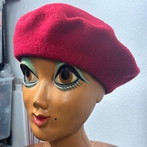 Vintage red Normandy 100% wool beret